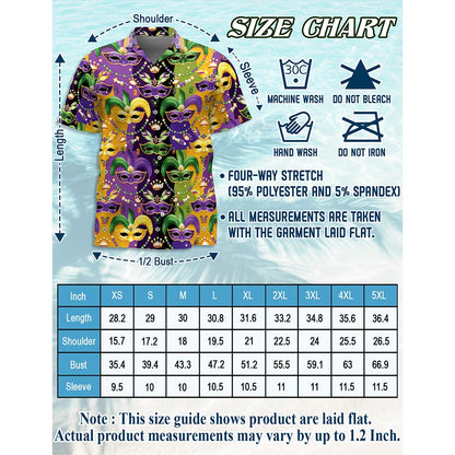 Mardi Gras Mask Hawaiian Shirt for Men, Button Down Aloha Shirt - Azhawaiian