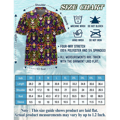 Mardi Gras Party Hawaiian Shirt for Men, Button Down Aloha Shirt - Azhawaiian