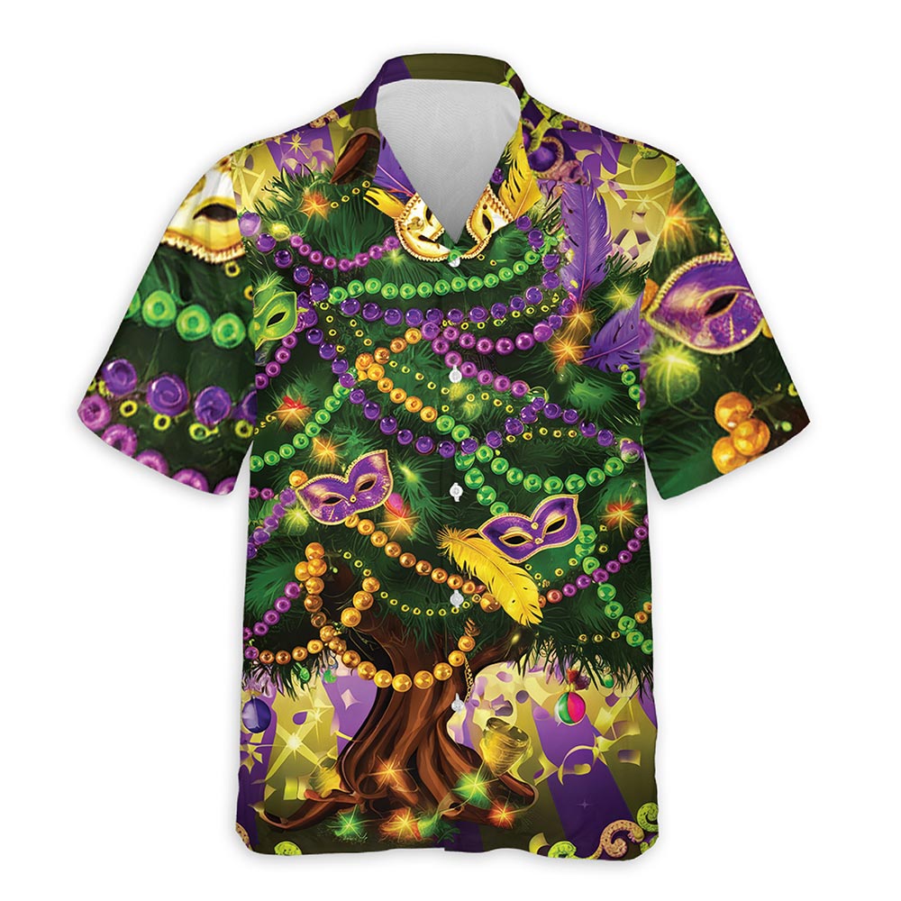 Azhawaiian Mardi Gras Tree Hawaiian Shirt for Men