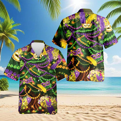 Mardi Gras Tree Hawaiian Shirt for Men, Button Down Aloha Shirt - Azhawaiian
