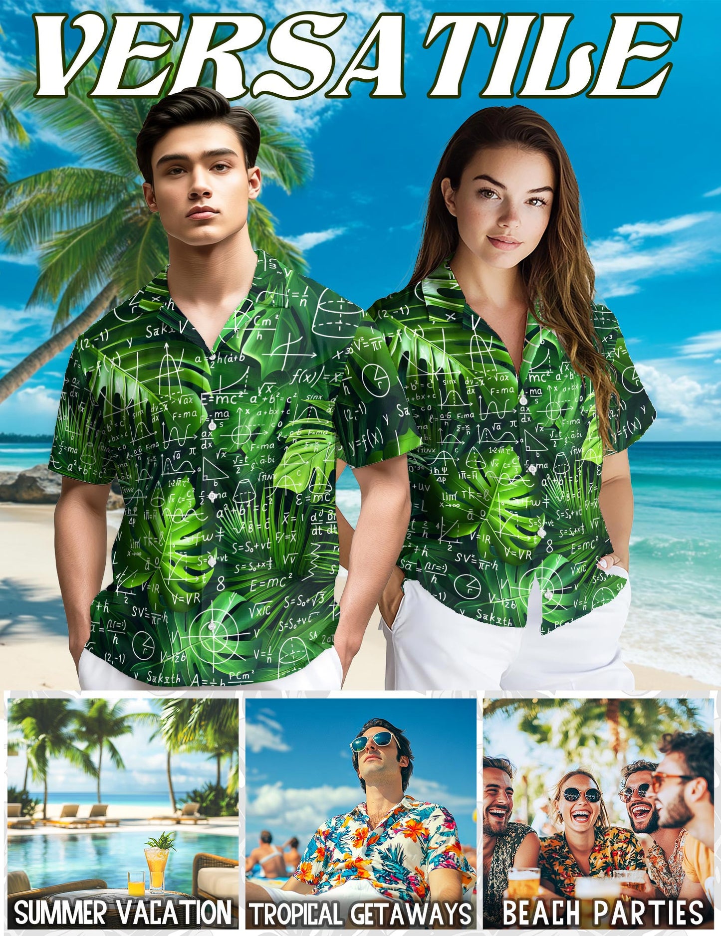 Math Hawaiian Shirt for Men, Button Down Aloha Shirt - Azhawaiian