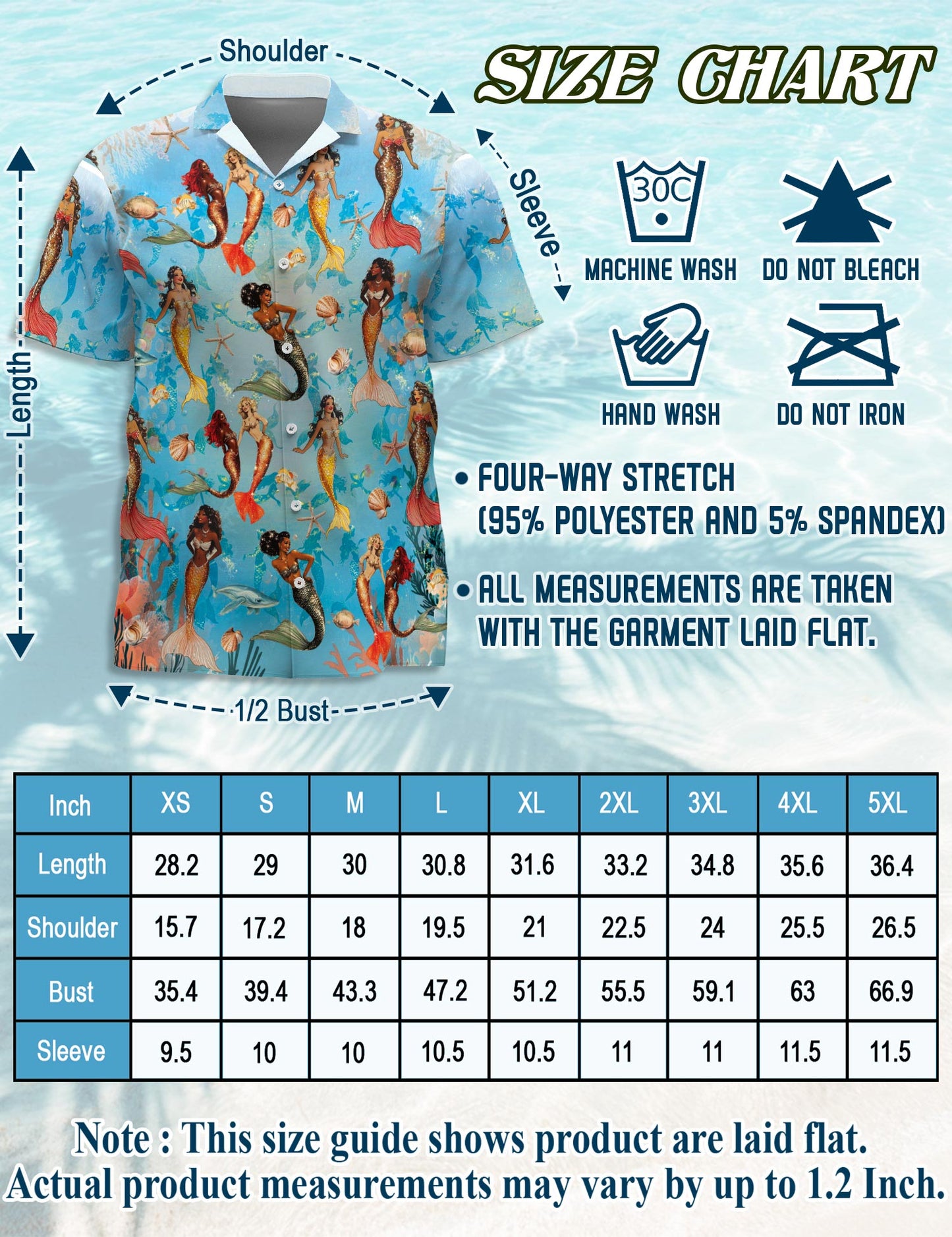Mermaid Coral Reef Hawaiian Shirt for Men, Button Down Aloha Shirt - Azhawaiian