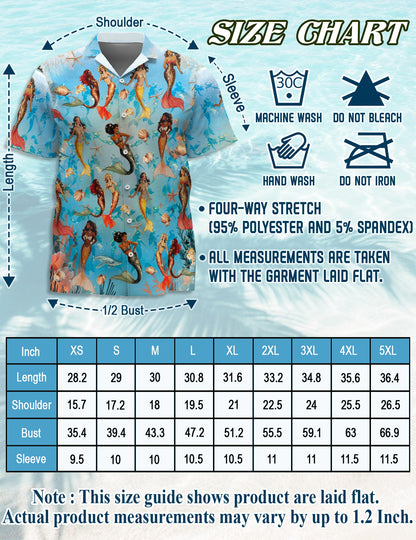 Mermaid Coral Reef Hawaiian Shirt for Men, Button Down Aloha Shirt - Azhawaiian