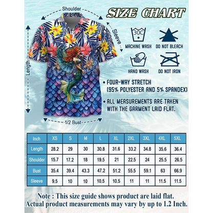 Mermaid Tropical Hawaiian Shirt for Men, Button Down Aloha Shirt - Azhawaiian