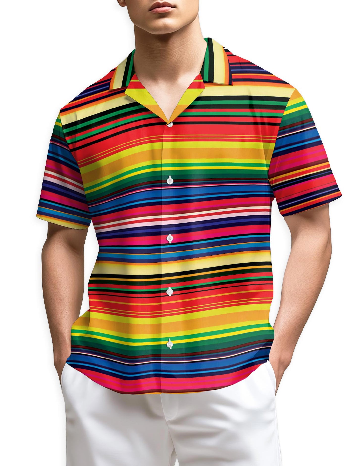 Azhawaiian Mexican Serape Blanket Pattern Hawaiian Shirt for Men