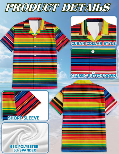 Mexican Serape Blanket Pattern Hawaiian Shirt for Men, Button Down Aloha Shirt - Azhawaiian