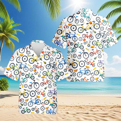 Mini Bicycle Hawaiian Shirt for Men, Button Down Aloha Shirt - Azhawaiian