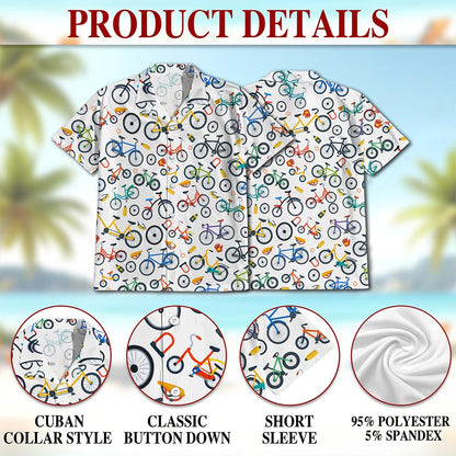 Mini Bicycle Hawaiian Shirt for Men, Button Down Aloha Shirt - Azhawaiian