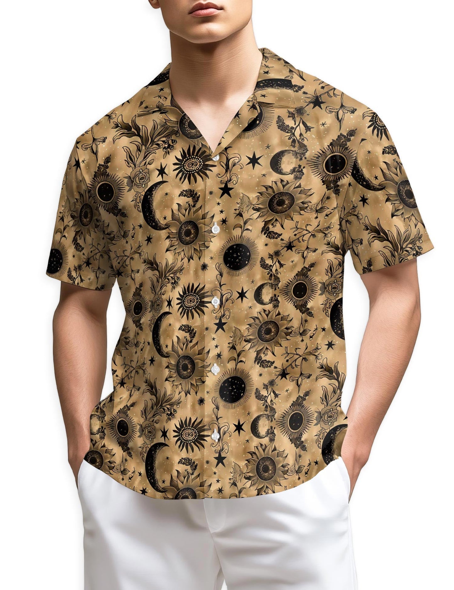 Azhawaiian Moon Pattern Hawaiian Shirt for Men