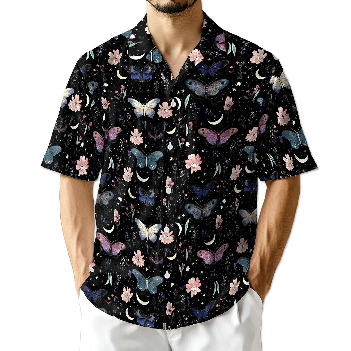 Azhawaiian Moon and Flower Hawaiian Shirt for Men