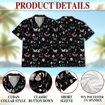 Moon and Flower Hawaiian Shirt for Men, Button Down Aloha Shirt - Azhawaiian