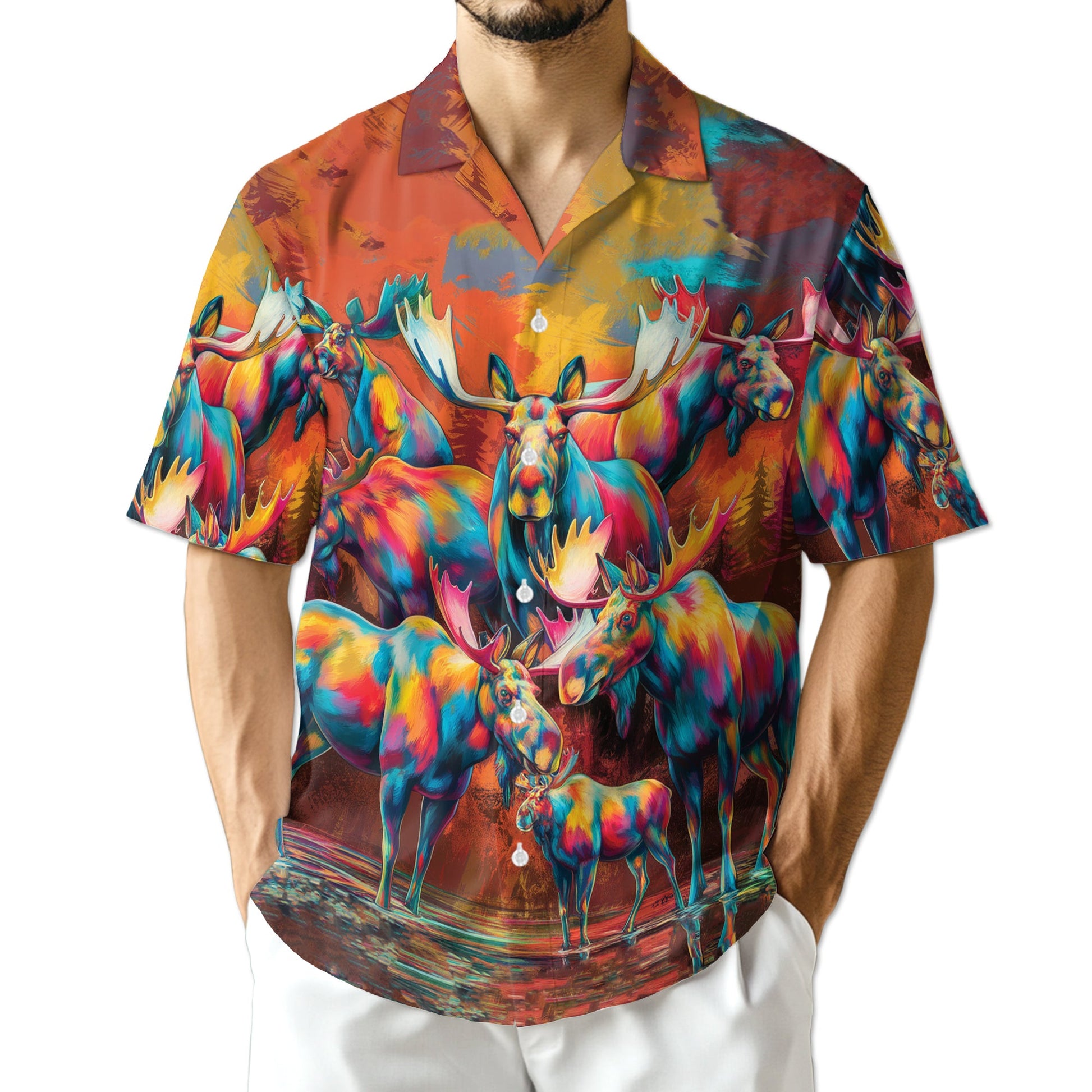 Azhawaiian Moose Colorful Hawaiian Shirt for Men