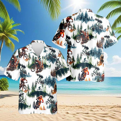 Mountain Biking Hawaiian Shirt for Men, Button Down Aloha Shirt - Azhawaiian