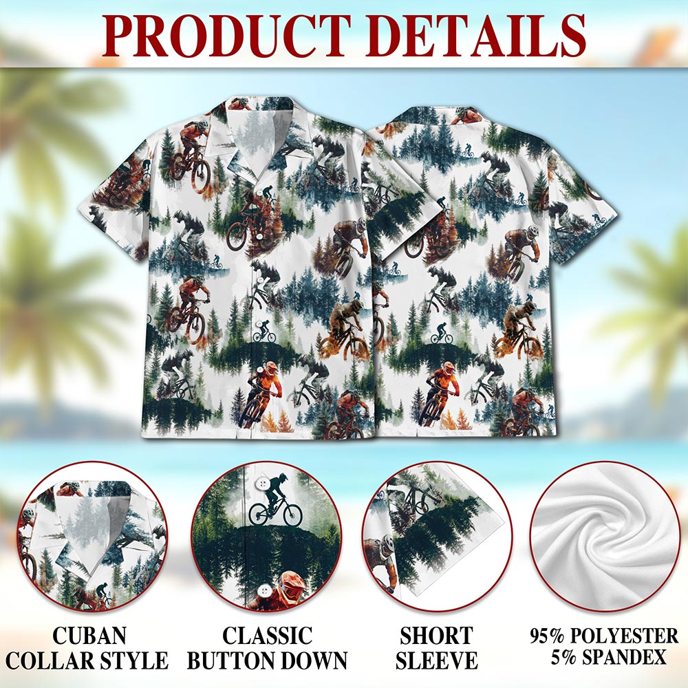 Mountain Biking Hawaiian Shirt for Men, Button Down Aloha Shirt - Azhawaiian
