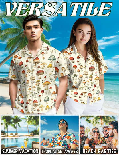 Mushroom Hawaiian Shirt for Men, Button Down Aloha Shirt - Azhawaiian