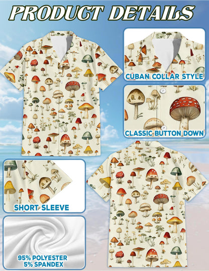 Mushroom Hawaiian Shirt for Men, Button Down Aloha Shirt - Azhawaiian