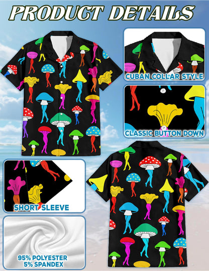 Mushroom Hawaiian Shirt for Men, Button Down Aloha Shirt - Azhawaiian