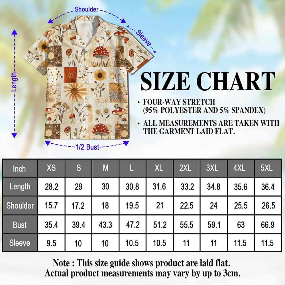 Mushroom Pattern Hawaiian Shirt for Men, Button Down Aloha Shirt - Azhawaiian