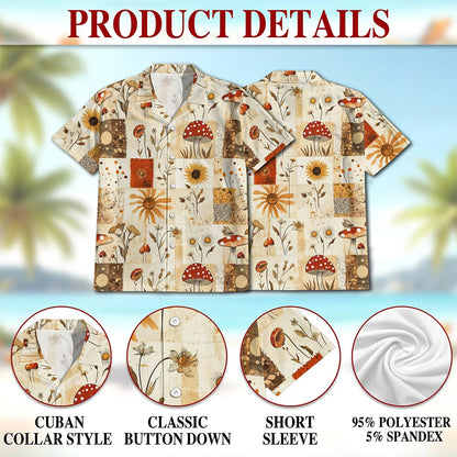 Mushroom Pattern Hawaiian Shirt for Men, Button Down Aloha Shirt - Azhawaiian