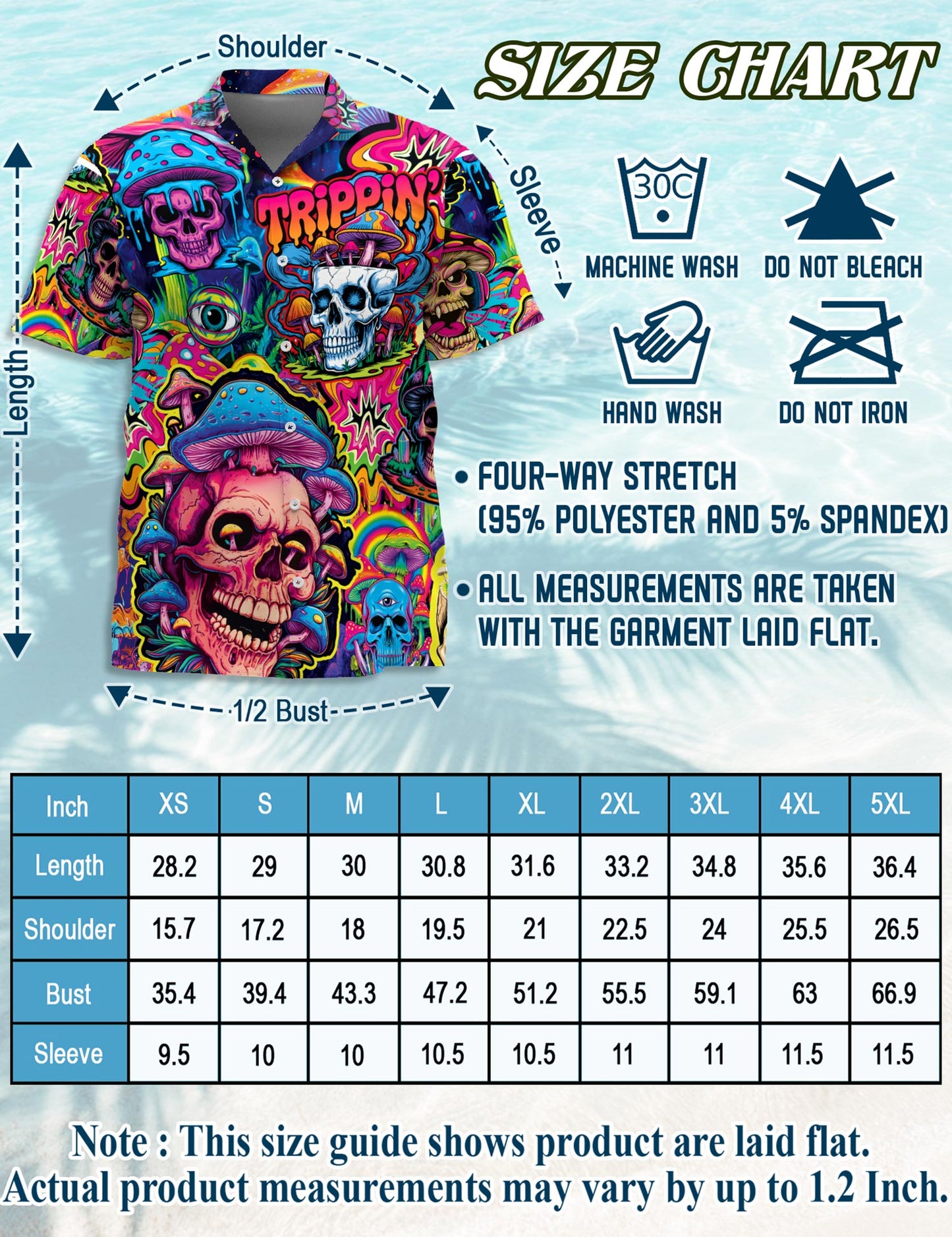 Mushroom Skull Trippy Hawaiian Shirt for Men, Button Down Aloha Shirt - Azhawaiian