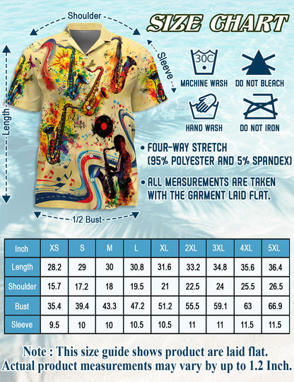 Saxophone Hawaiian Shirt for Men, Music Button Down Aloha Shirt - Azhawaiian