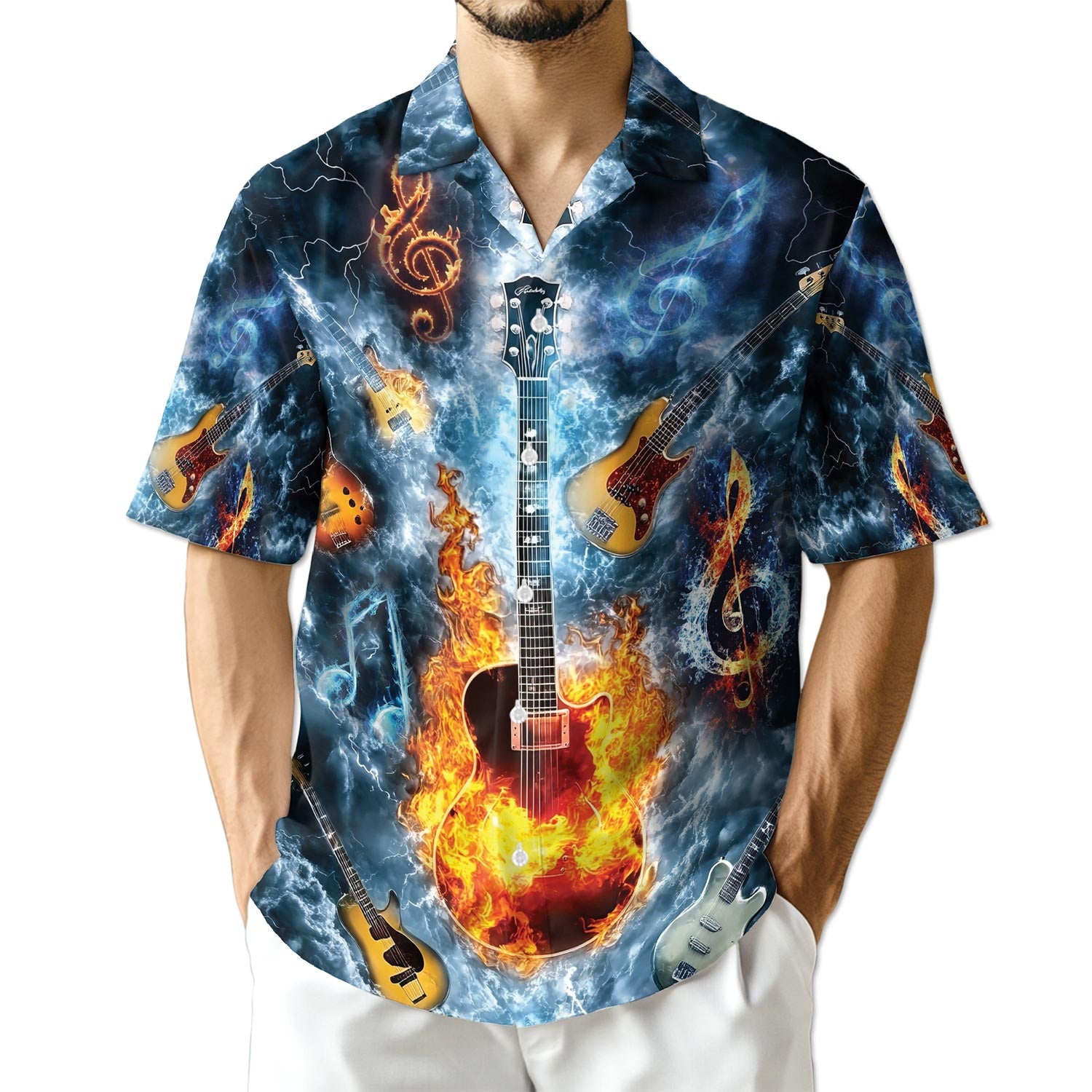 Azhawaiian Music The Guitar Hawaiian Shirt for Men