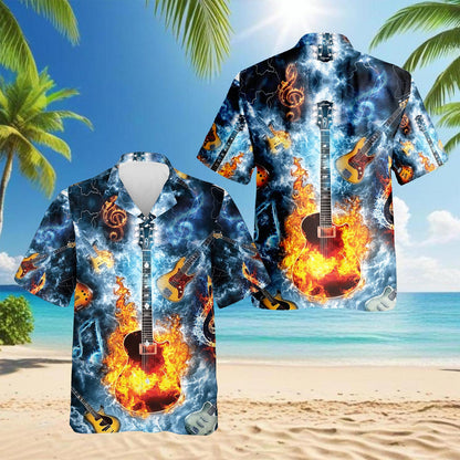 Music The Guitar Hawaiian Shirt for Men, Button Down Aloha Shirt - Azhawaiian