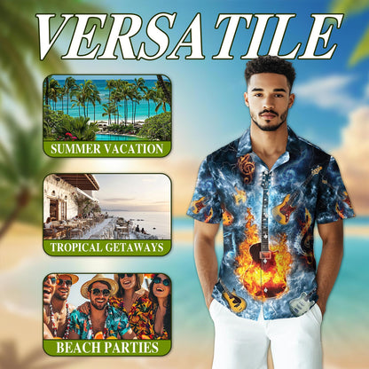 Music The Guitar Hawaiian Shirt for Men, Button Down Aloha Shirt - Azhawaiian