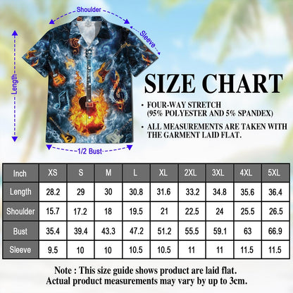 Music The Guitar Hawaiian Shirt for Men, Button Down Aloha Shirt - Azhawaiian
