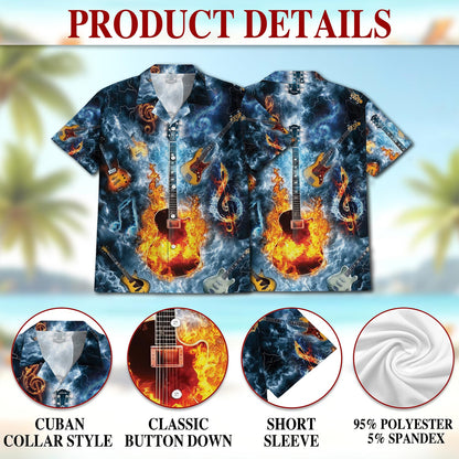 Music The Guitar Hawaiian Shirt for Men, Button Down Aloha Shirt - Azhawaiian