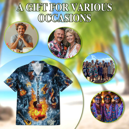 Music The Guitar Hawaiian Shirt for Men, Button Down Aloha Shirt - Azhawaiian