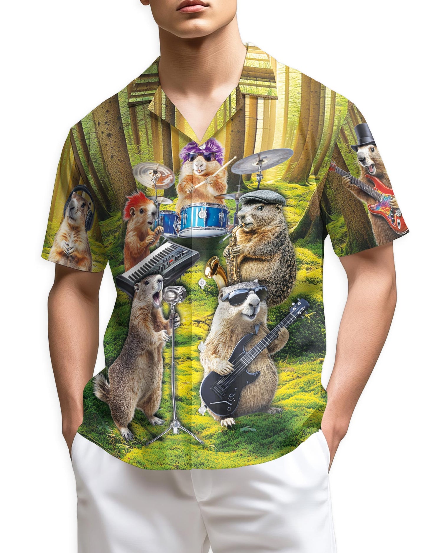 Azhawaiian Musical Groundhog Hawaiian Shirt for Men