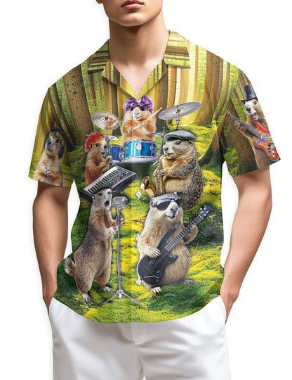 Azhawaiian Musical Groundhog Hawaiian Shirt for Men