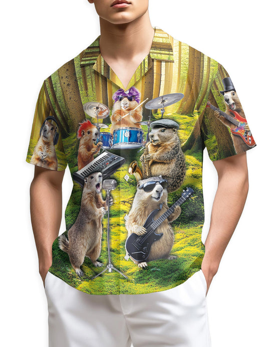 Azhawaiian Musical Groundhog Hawaiian Shirt for Men