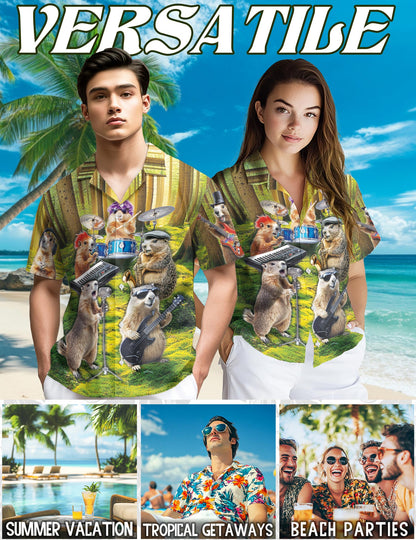 Musical Groundhog Hawaiian Shirt for Men, Button Down Aloha Shirt - Azhawaiian