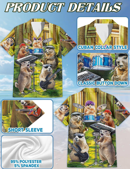 Musical Groundhog Hawaiian Shirt for Men, Button Down Aloha Shirt - Azhawaiian