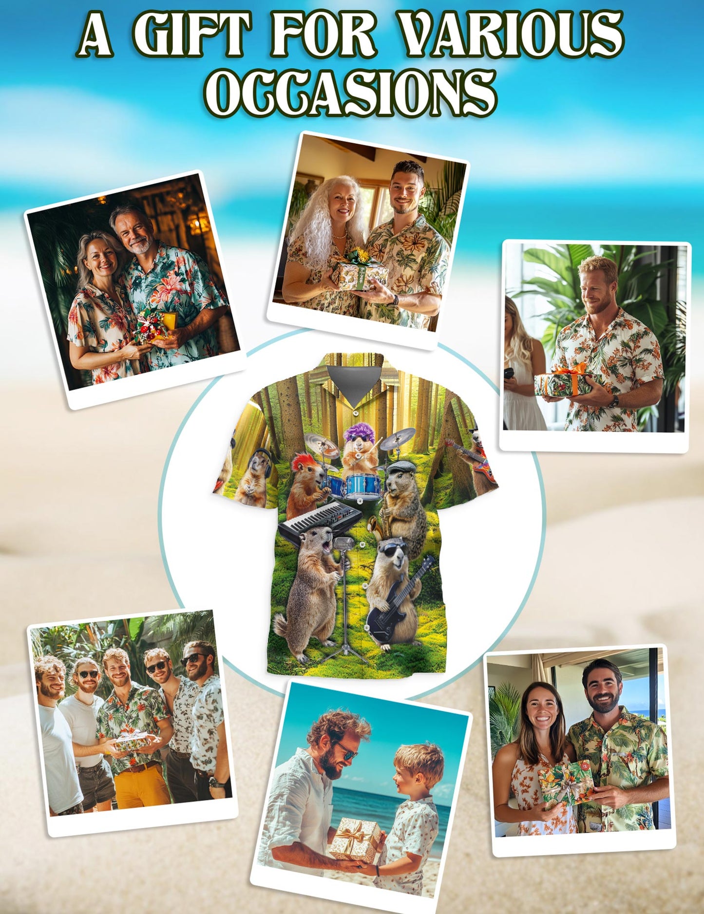 Musical Groundhog Hawaiian Shirt for Men, Button Down Aloha Shirt - Azhawaiian