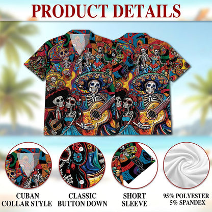 Musician Skull Hawaiian Shirt for Men, Button Down Aloha Shirt - Azhawaiian