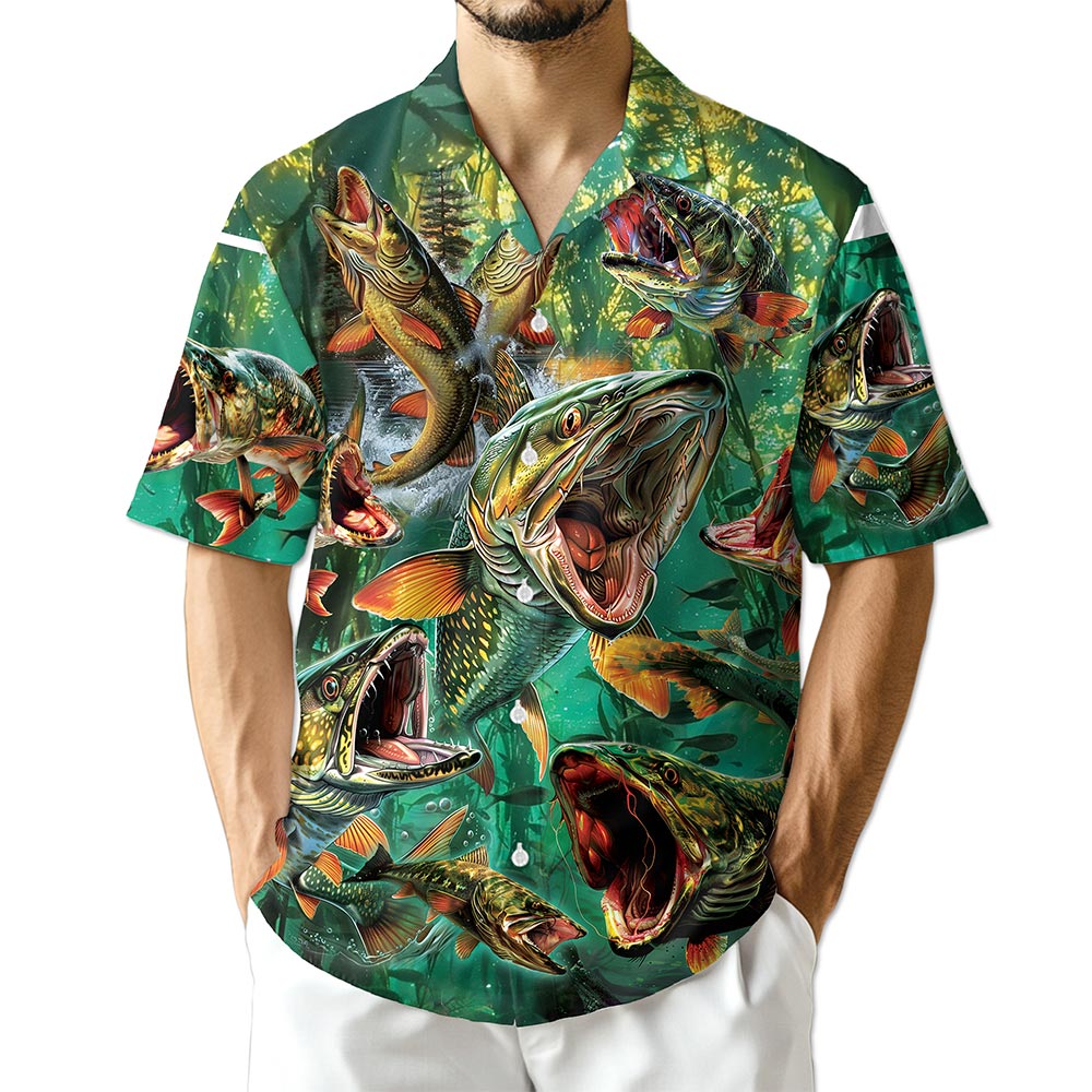 Azhawaiian Musky Fishing Hawaiian Shirt for Men Women