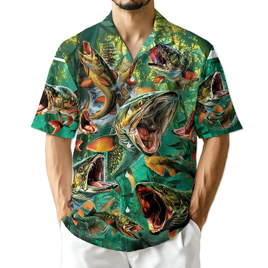 Azhawaiian Musky Fishing Hawaiian Shirt for Men Women