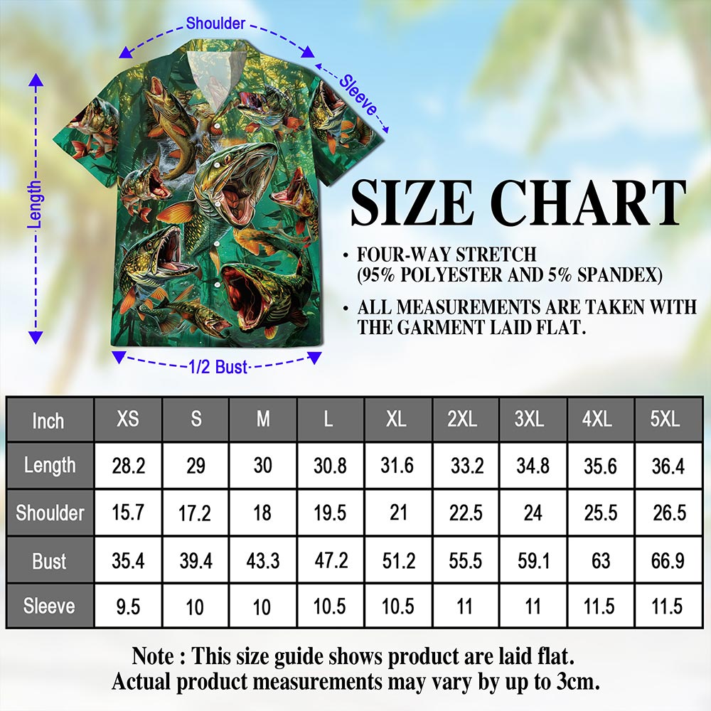 Musky Fishing Hawaiian Shirt for Men, Button Down Aloha Shirt - Azhawaiian