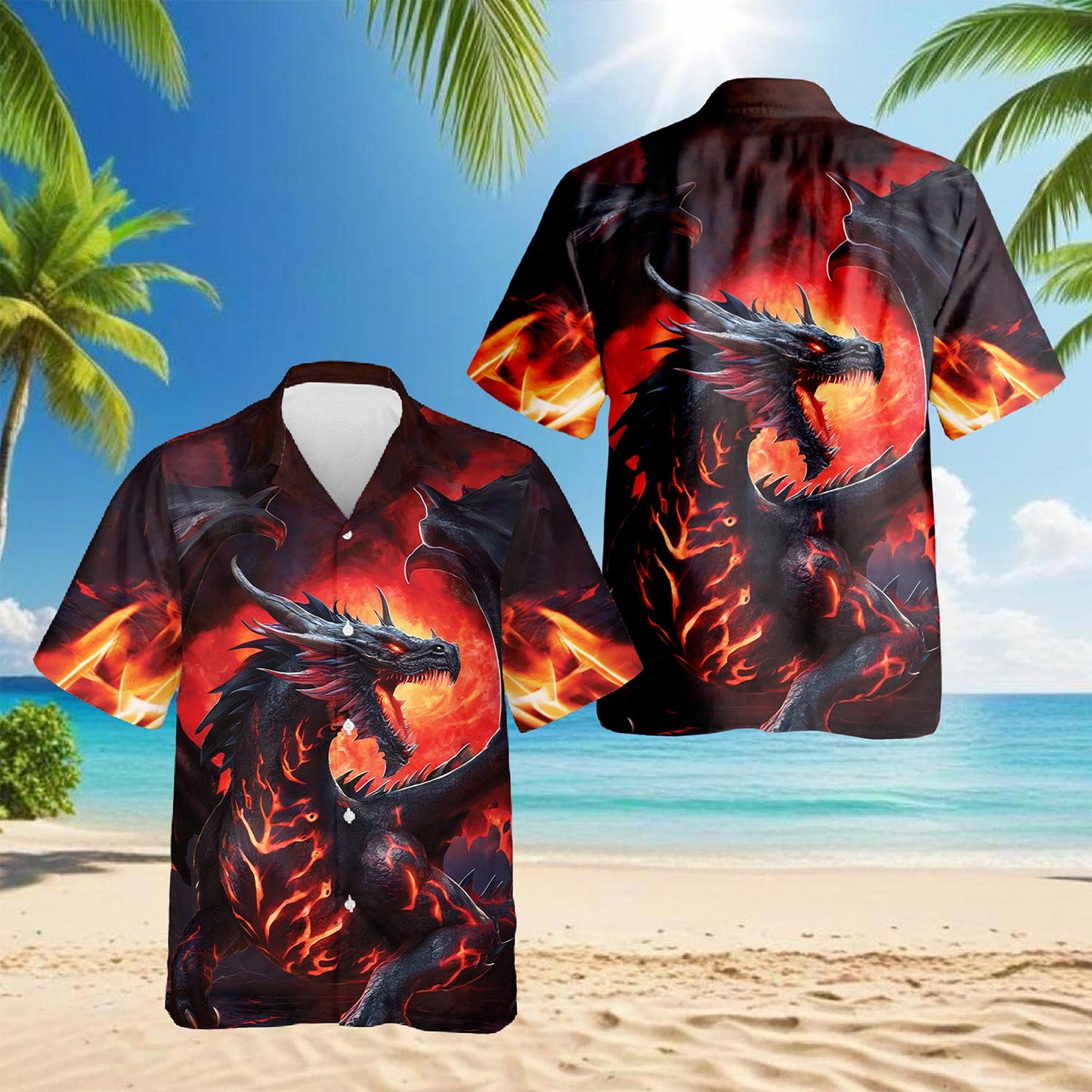 Mythical Dragon Hawaiian Shirt for Men, Button Down Aloha Shirt - Azhawaiian