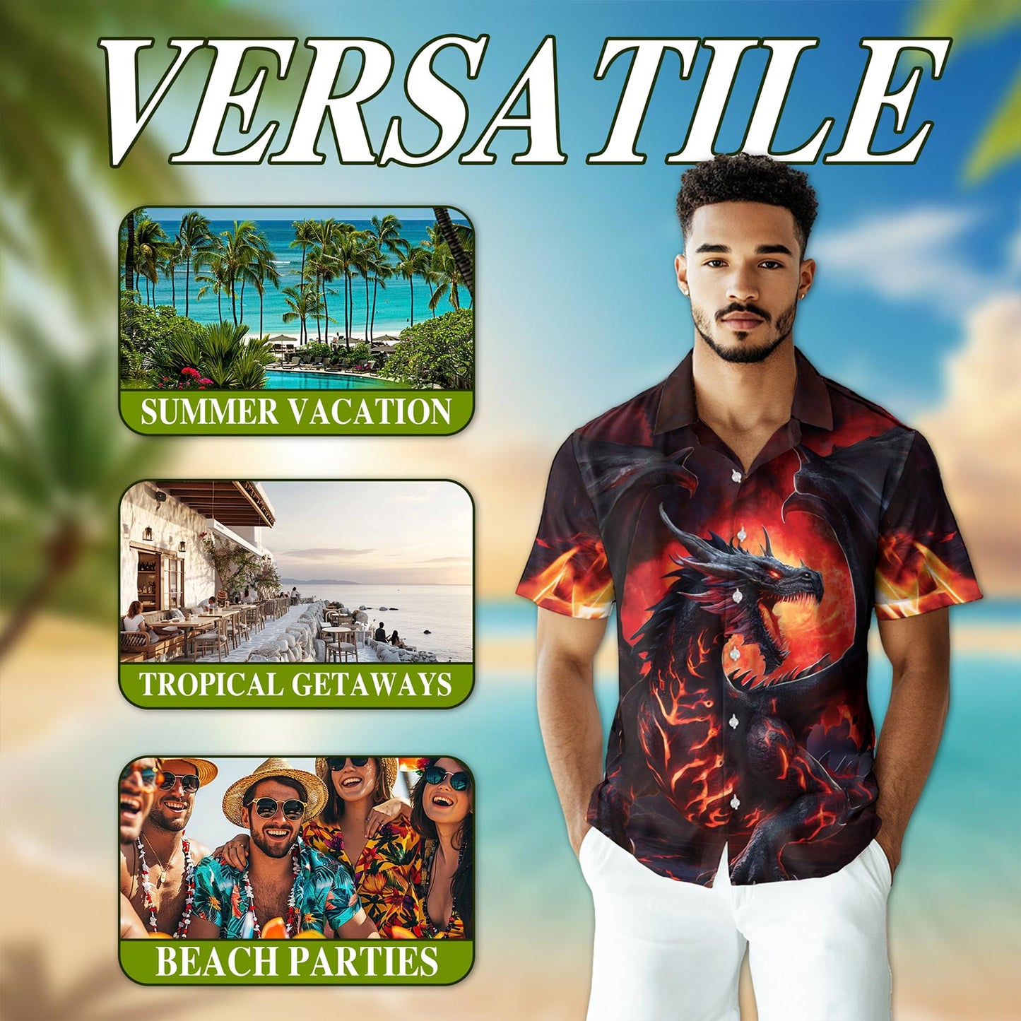 Mythical Dragon Hawaiian Shirt for Men, Button Down Aloha Shirt - Azhawaiian