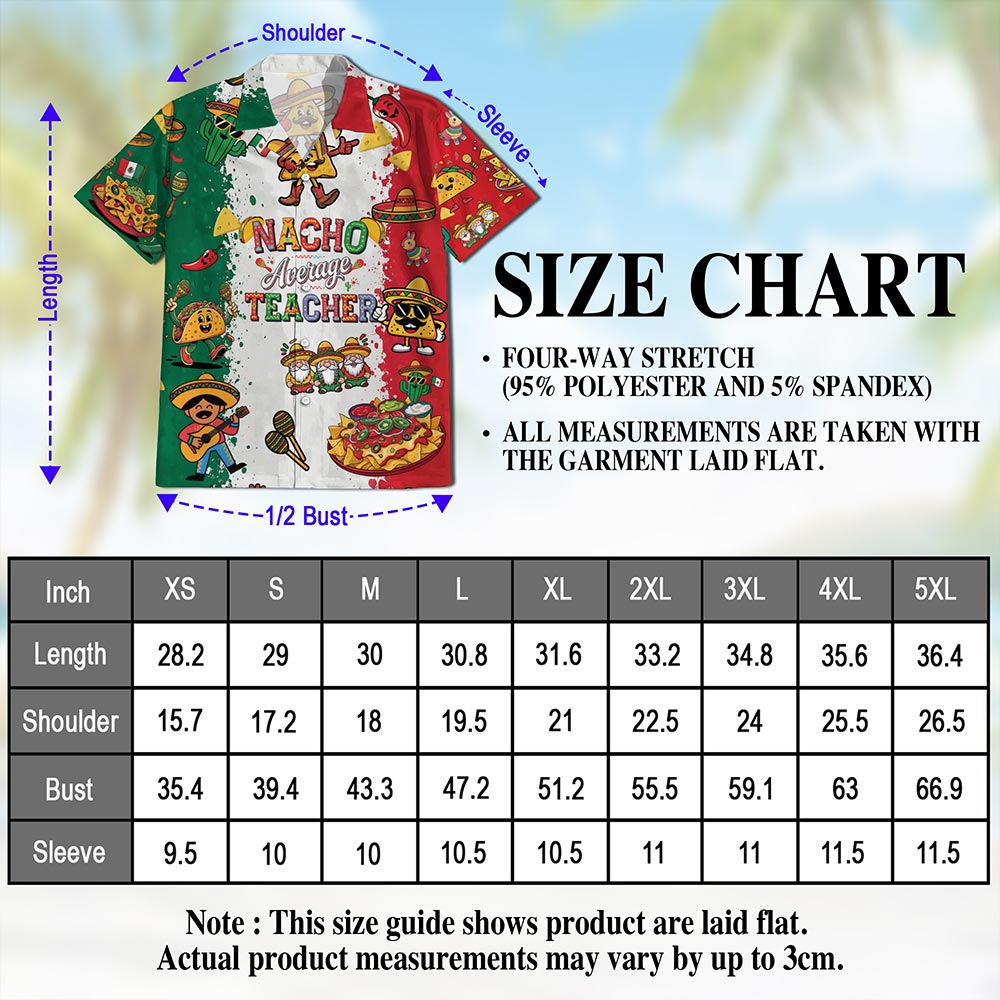 Nacho Average Teacher Hawaiian Shirt for Men, Button Down Aloha Shirt - Azhawaiian