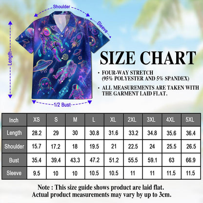 Neon Astronauts Planets Hawaiian Shirt for Men, Button Down Aloha Shirt - Azhawaiian