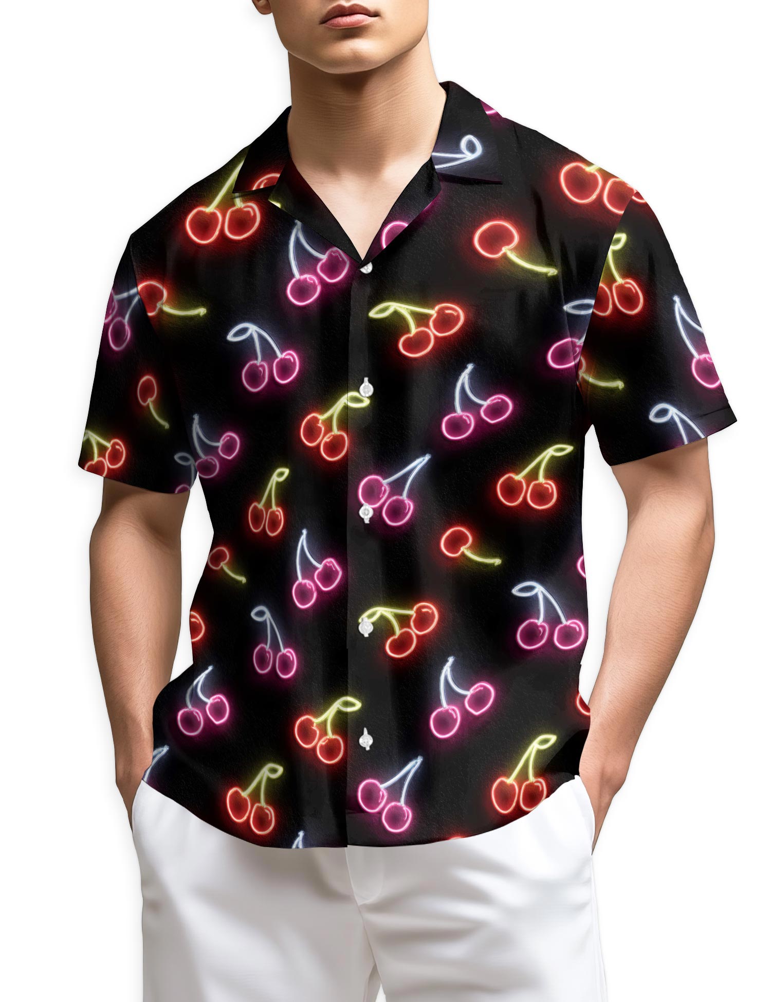 Azhawaiian Neon Cherry Hawaiian Shirt for Men