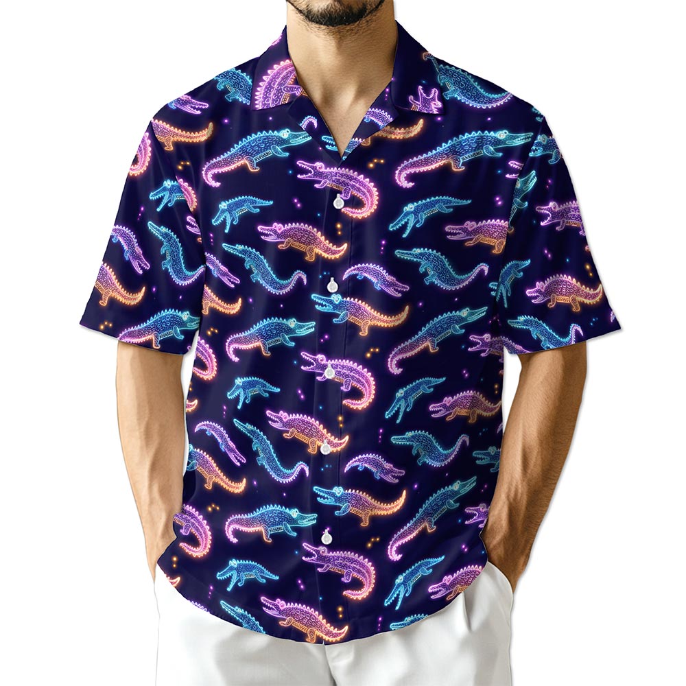 Azhawaiian Crocodile Pattern Hawaiian Shirt for Men