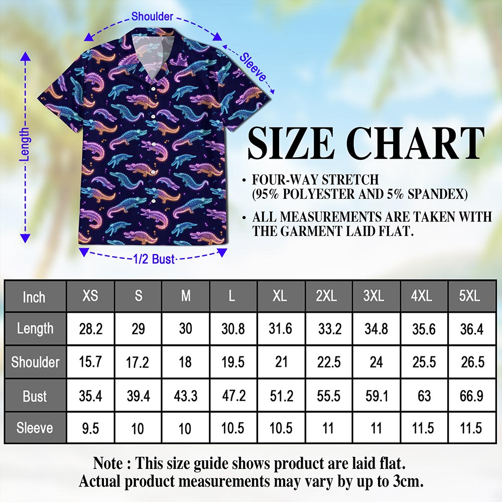 Crocodile Pattern Hawaiian Shirt for Men, Button Down Aloha Shirt - Azhawaiian