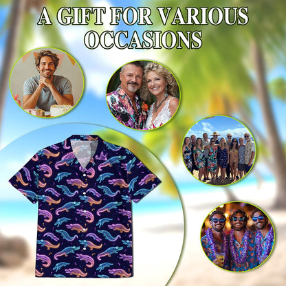 Crocodile Pattern Hawaiian Shirt for Men, Button Down Aloha Shirt - Azhawaiian