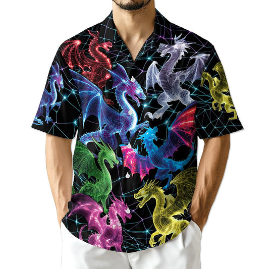 Azhawaiian Neon Dragon Hawaiian Shirt for Men
